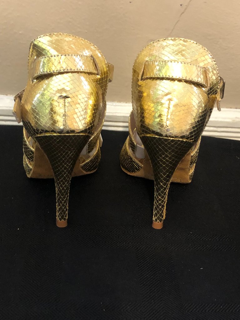 Danceandsway Gold Metallic Snakeskin Caged Salsa Dance Heels Size 6.5 Nib — image 7 of 7